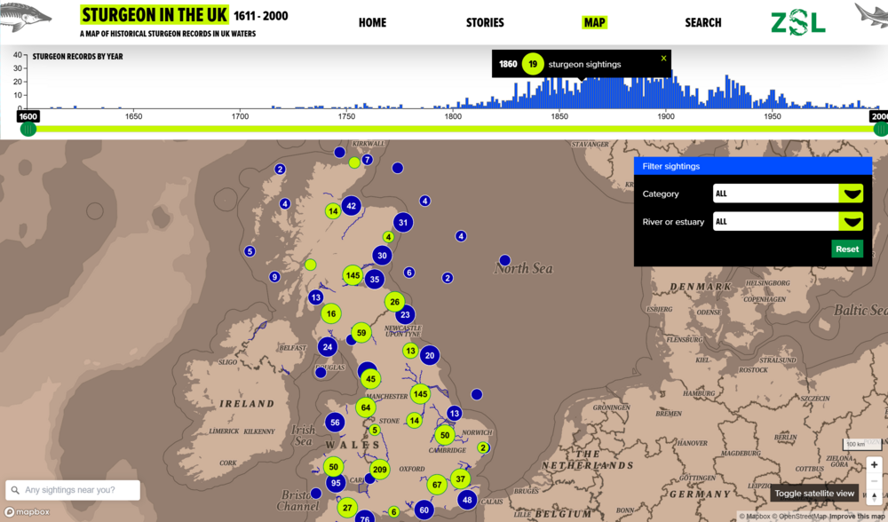 Sturgeon in the UK map