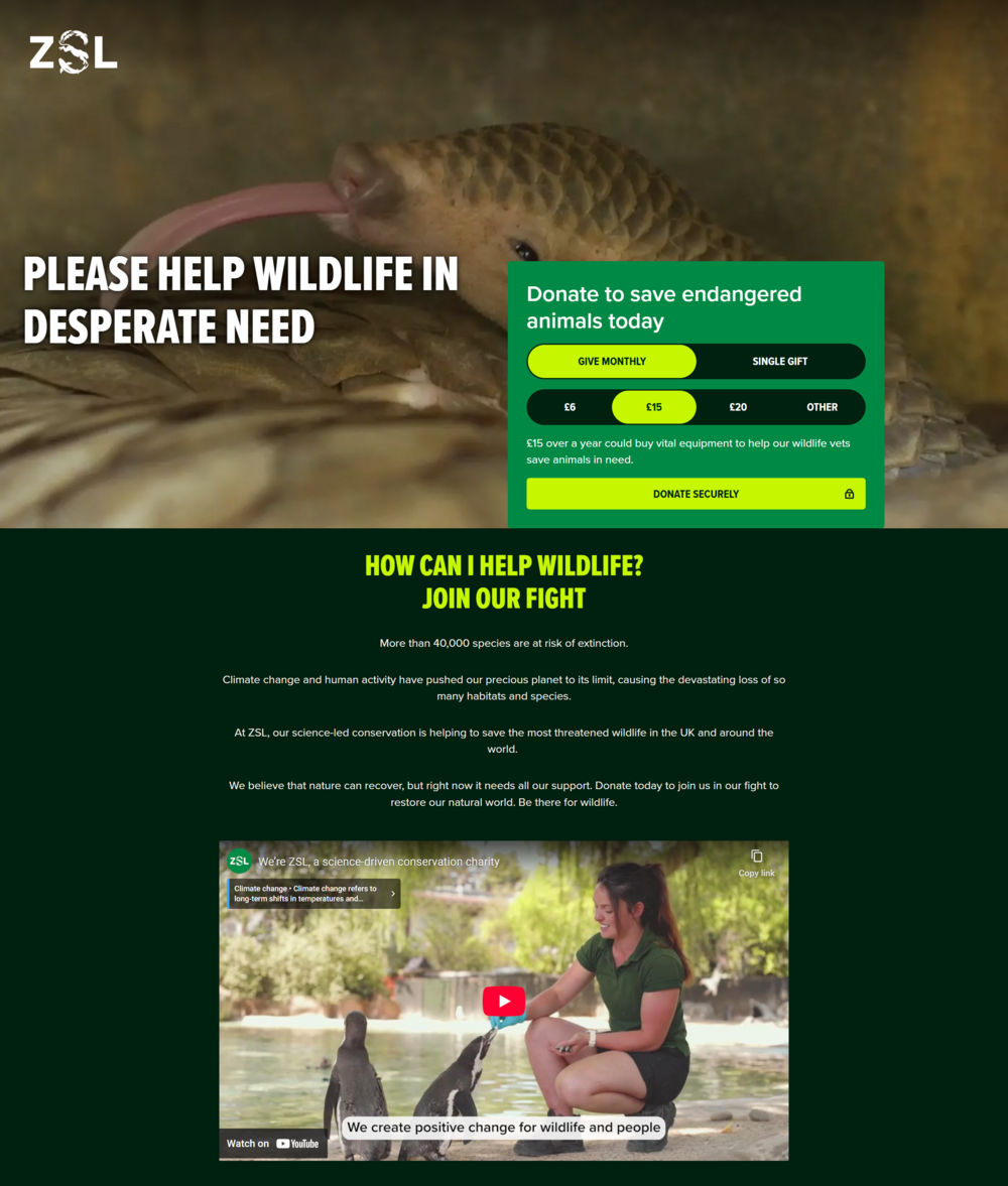 ZSL donate how to help screenshot