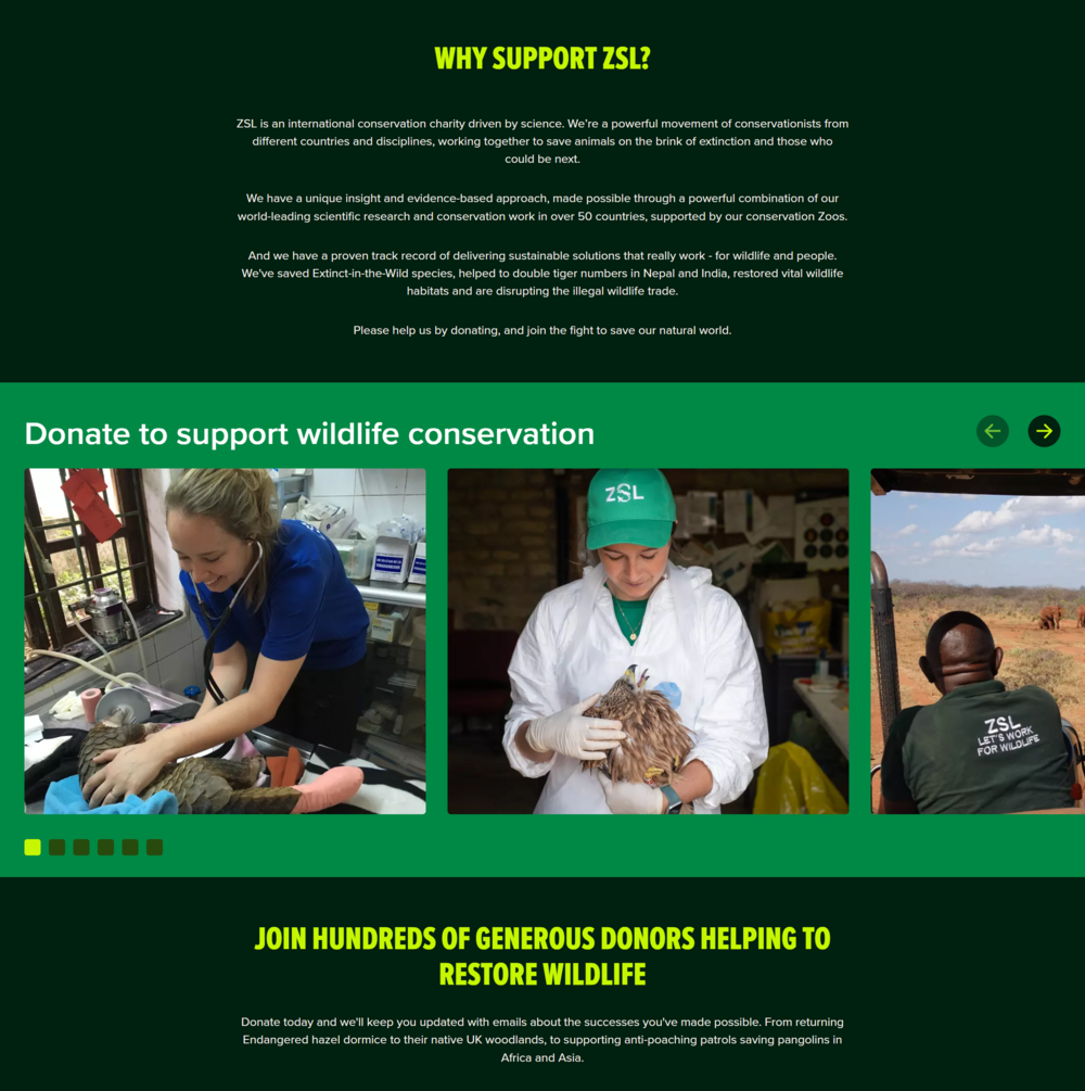 ZSL donate why support screenshot