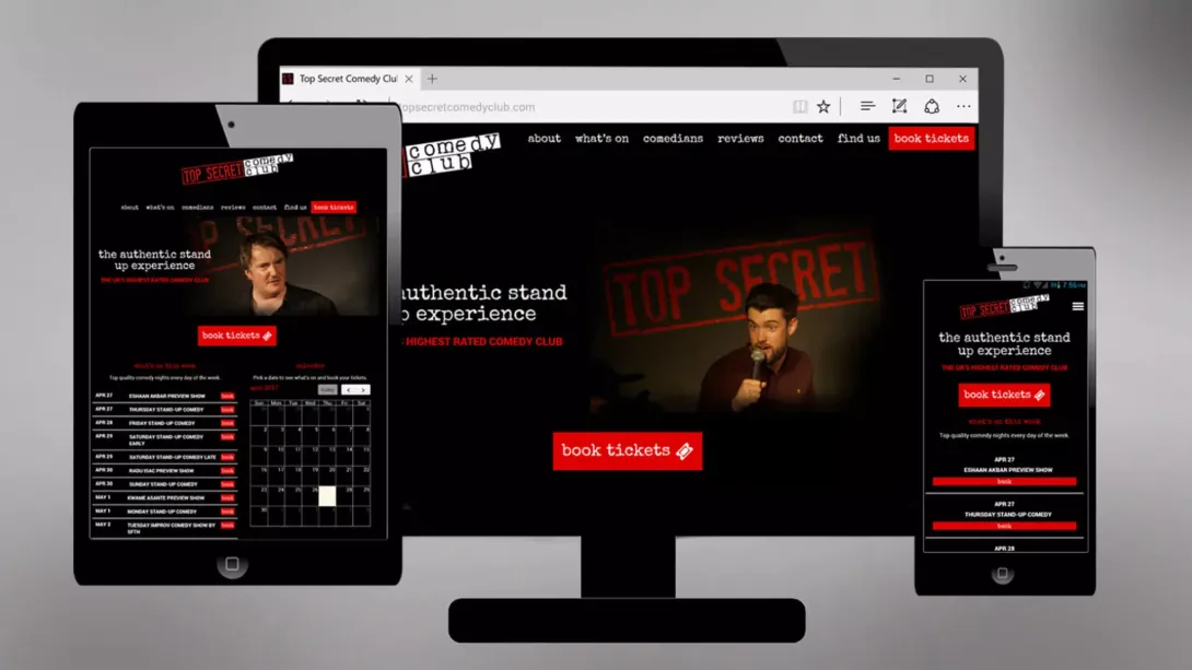 The Top Secret Comedy Club website