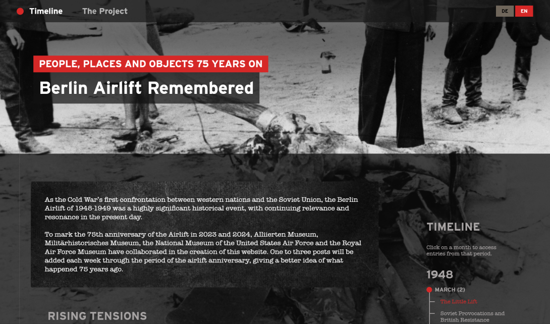 Berlin Timeline landing page