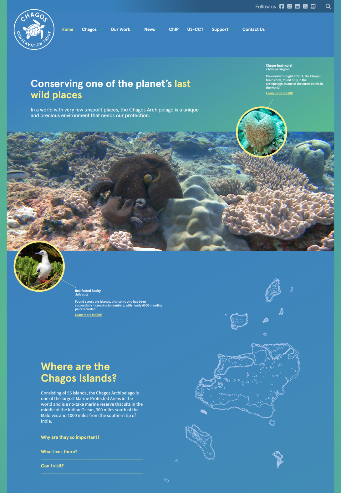 Chagos trust homepage intro screenshot