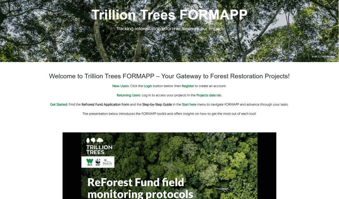 FORMAPP Trillion Trees Homepage