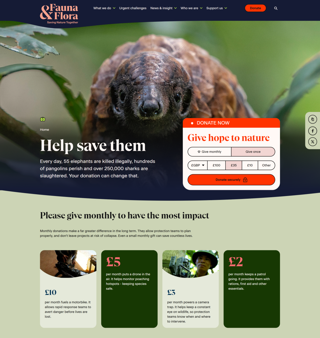Fauna & Flora donate page