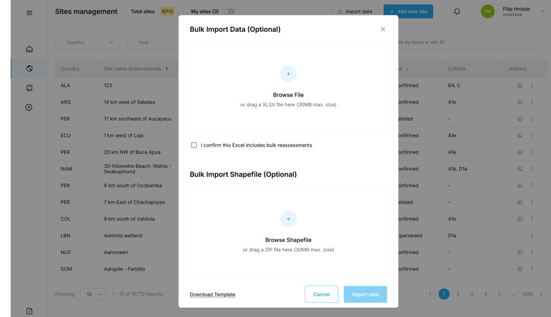 WDKBA import screen